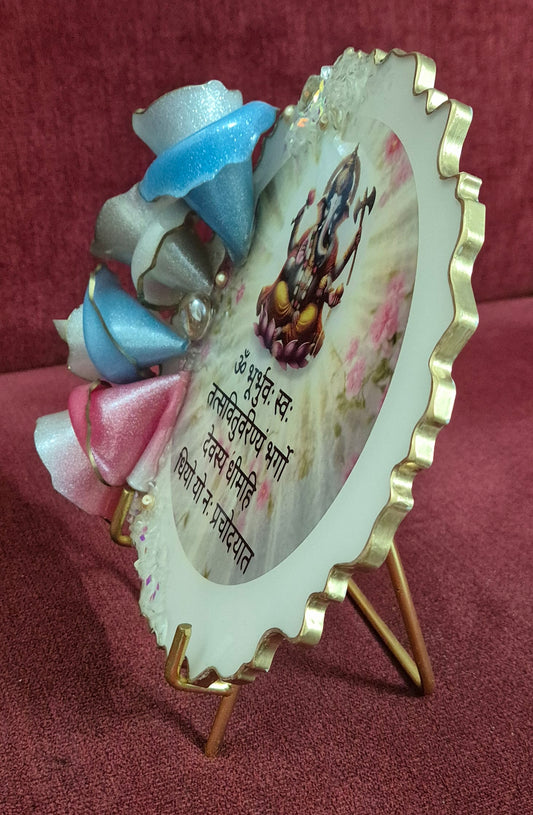 Gayatri Mantra with resin flowers