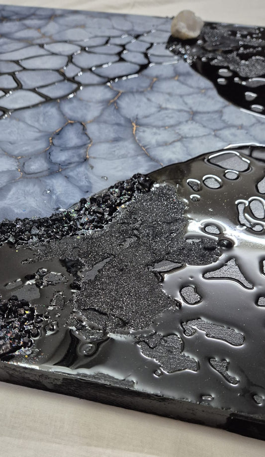 Pebble pour with mixed media