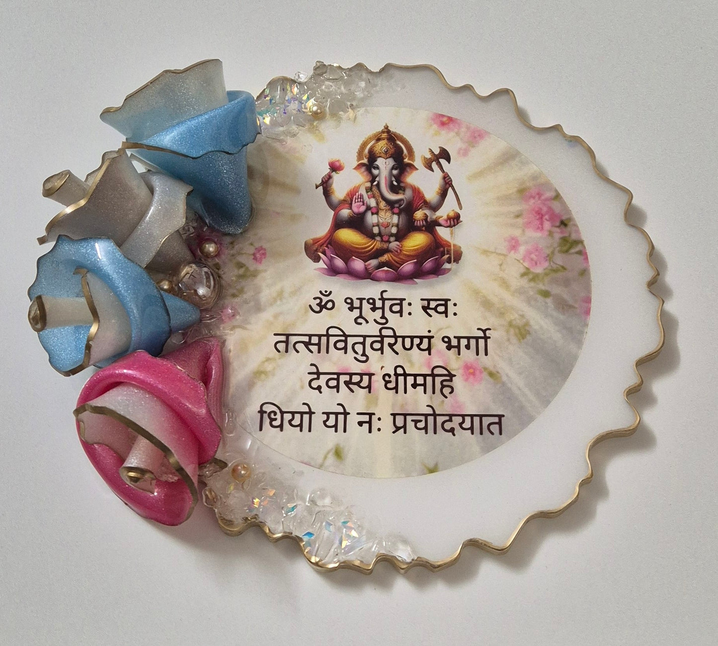 Gayatri Mantra with resin flowers