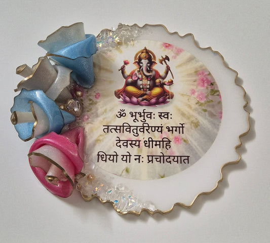 Gayatri Mantra with resin flowers