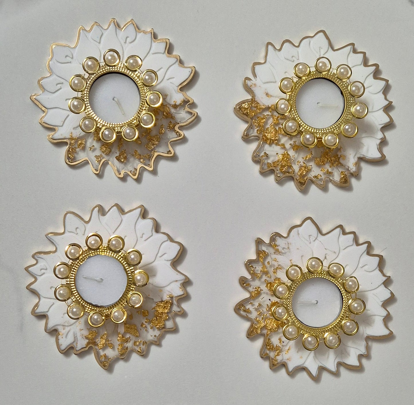 White, gold and pearls