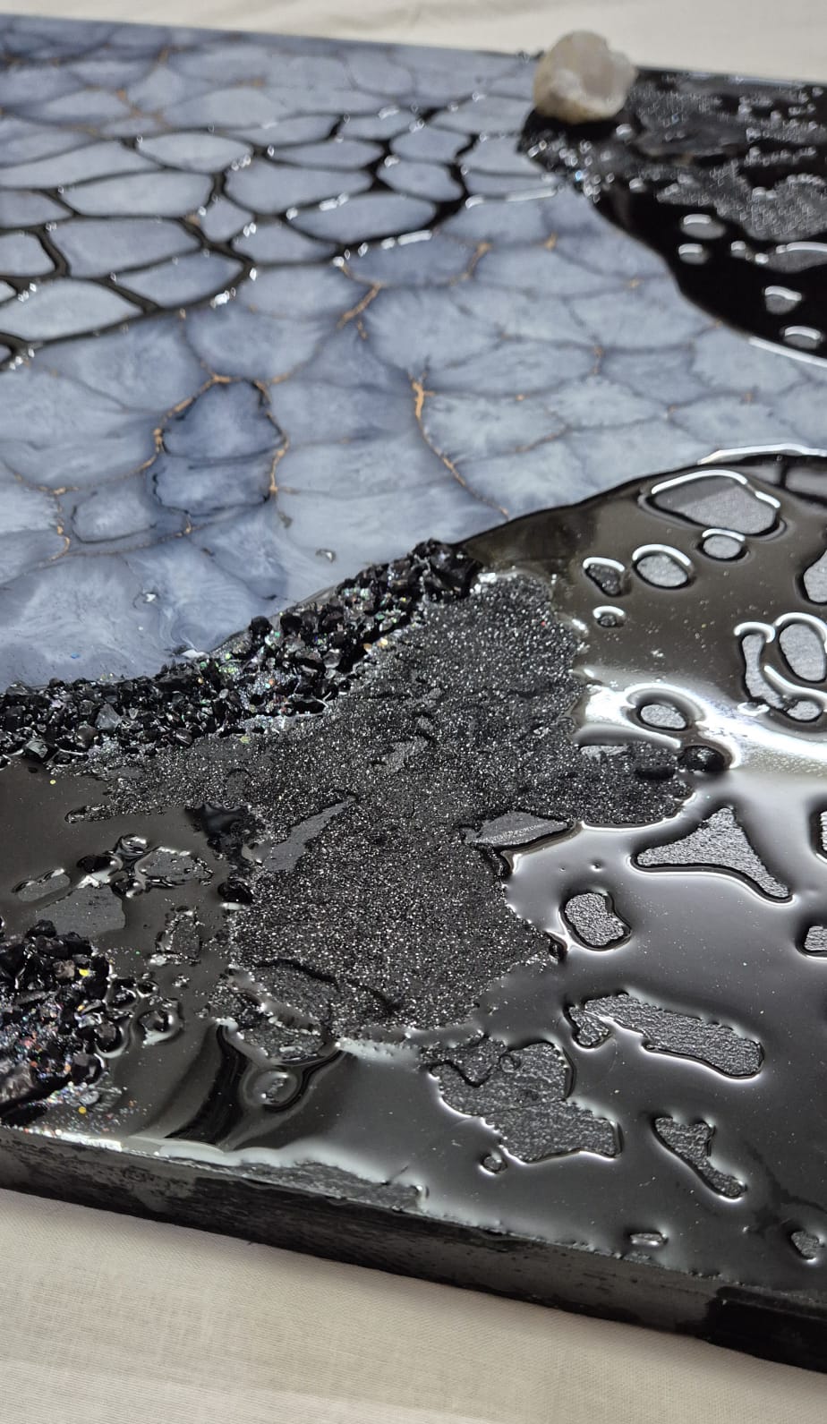 Pebble pour with mixed media