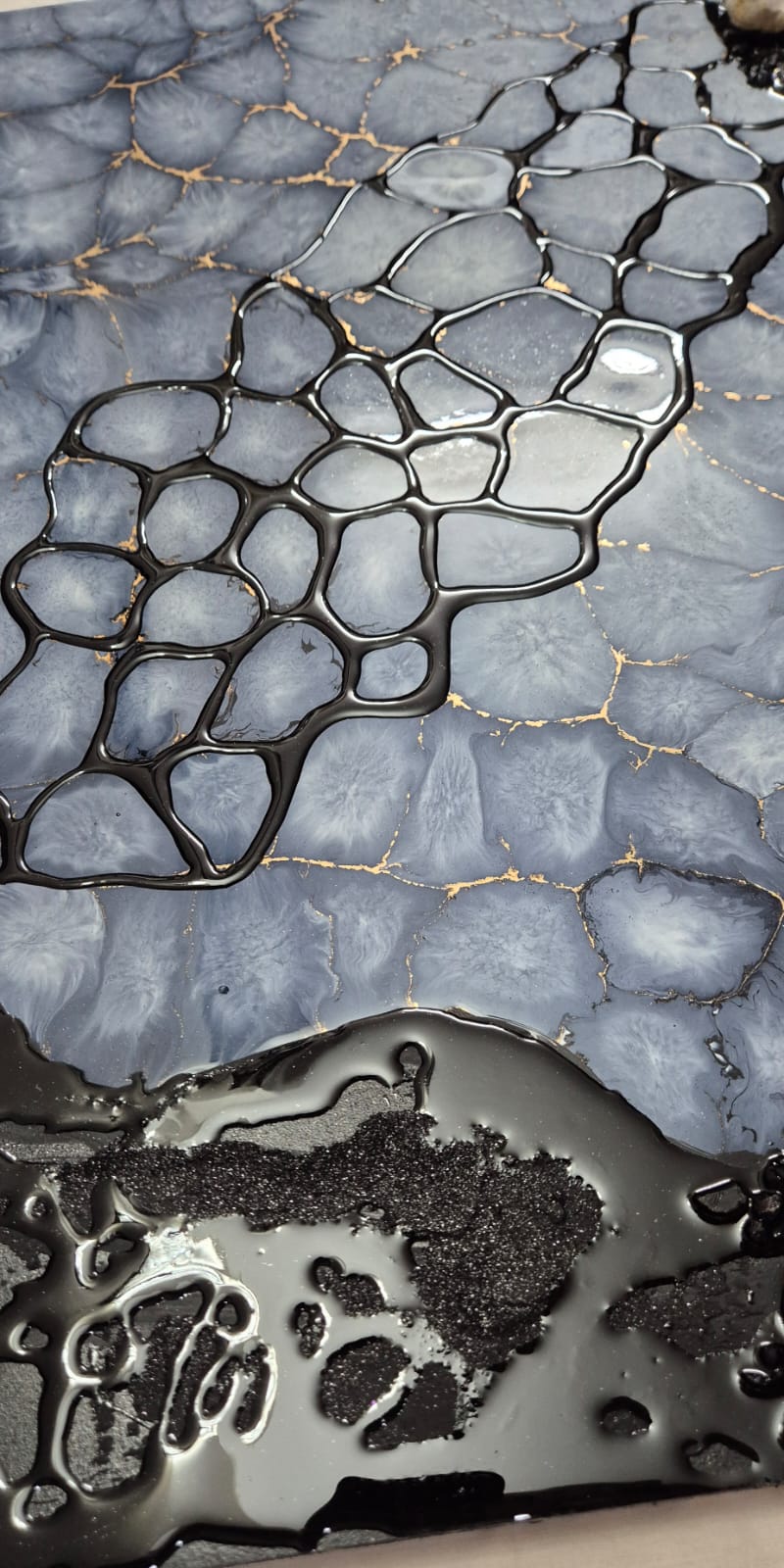 Pebble pour with mixed media